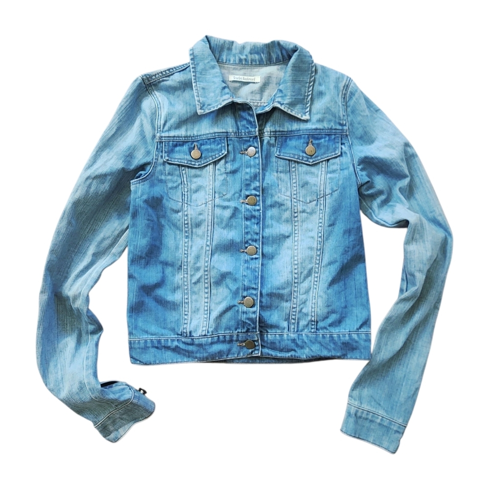 Y2K Scarlet Boulevard Denim Jean Jacket Women’s Medium (Fits XS-S) Light Wash